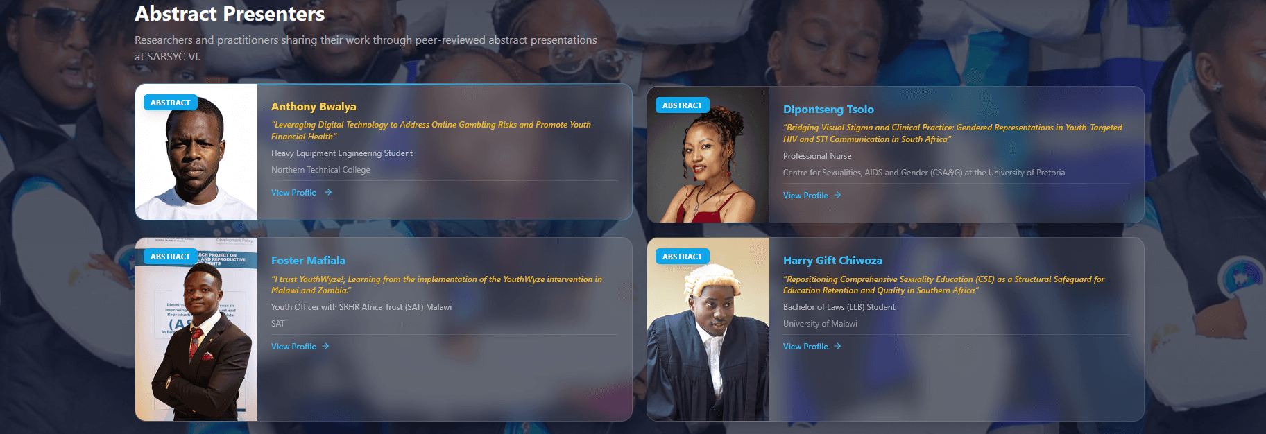 SARSYC VI Announces 16 selected Presenters for the 3rd Regional Research Indaba